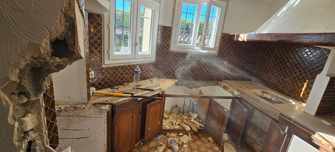 depose plan de travail cuisine en renovation pendant travaux